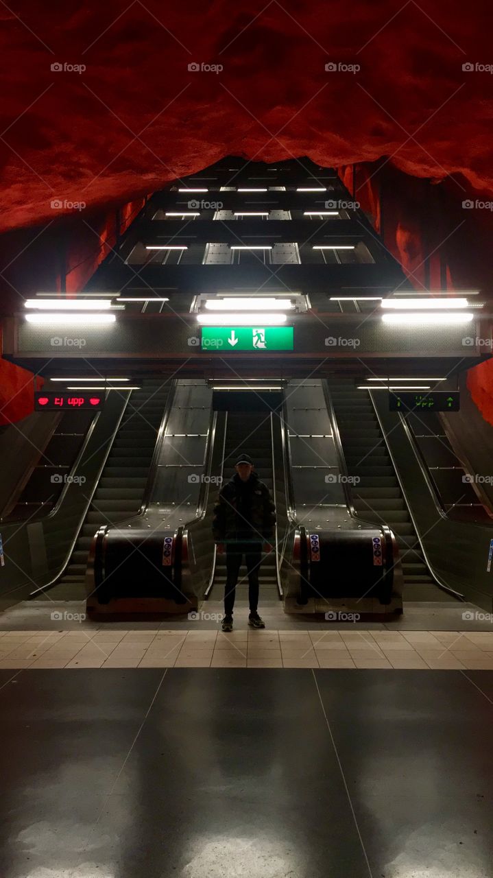 Stockholm underground station at infernal style.