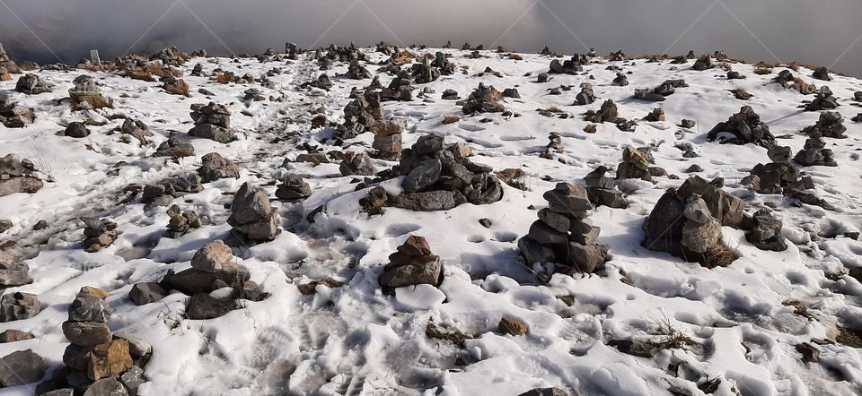 Rocks on the hill in autumn