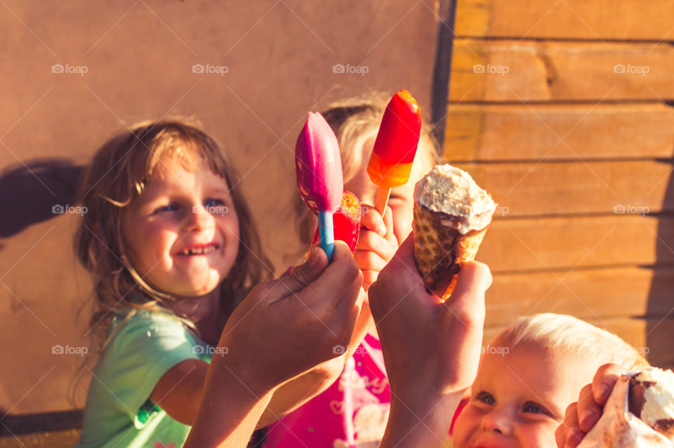 Kids love ice cream! Colorful ice cream