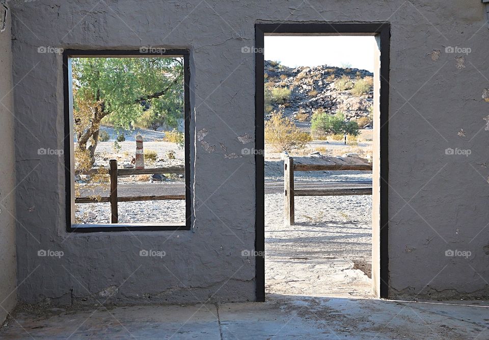 Doorway and window of abandoned house