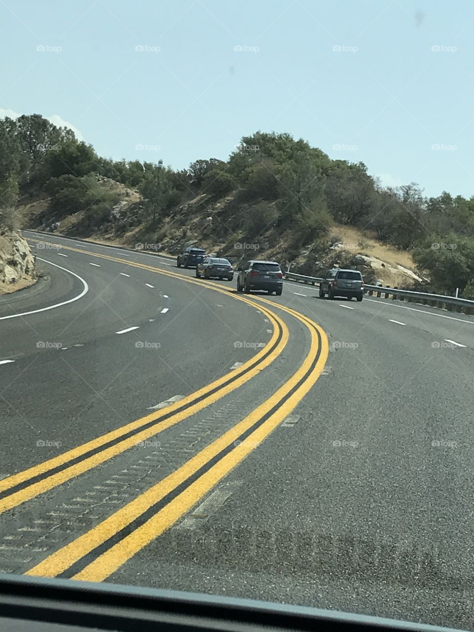 A nice view of the mountainside during the road trip.