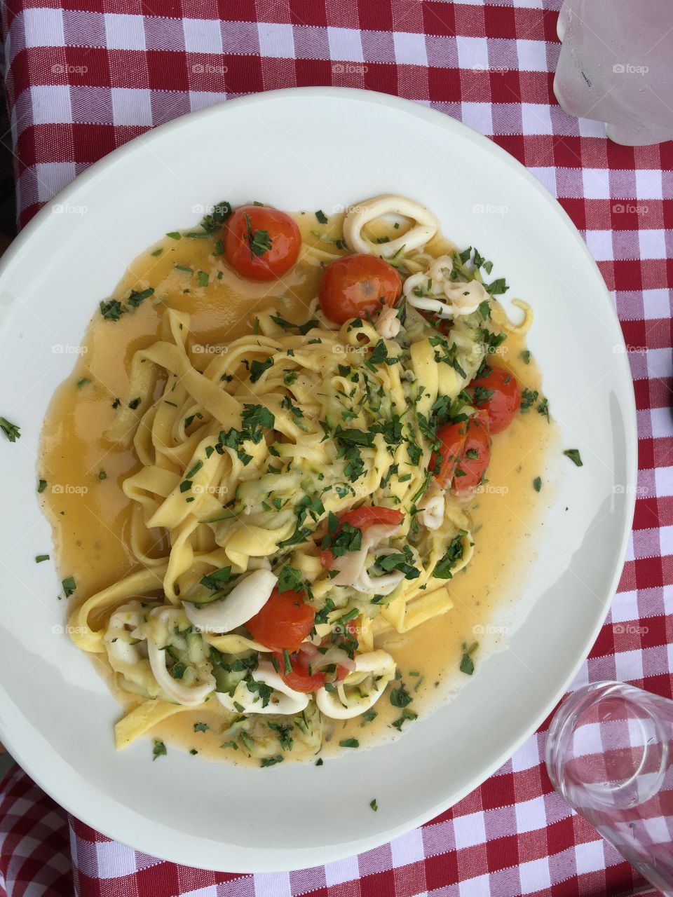 Pasta in plate on table