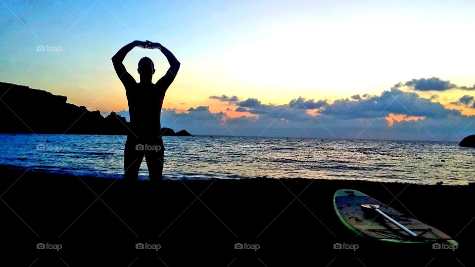 beach and sunset yoga