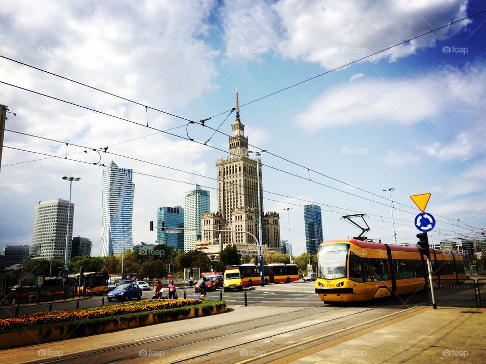 Warsaw Poland morning in city center 
