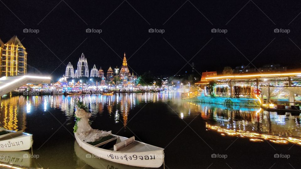 Night view of city water