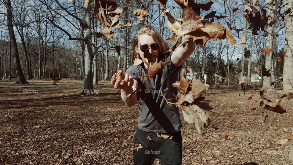 throwing leaves