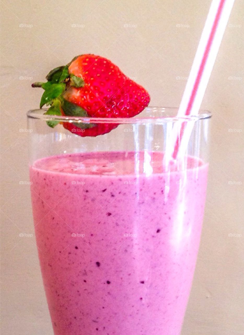 A delicious strawberry smoothie.