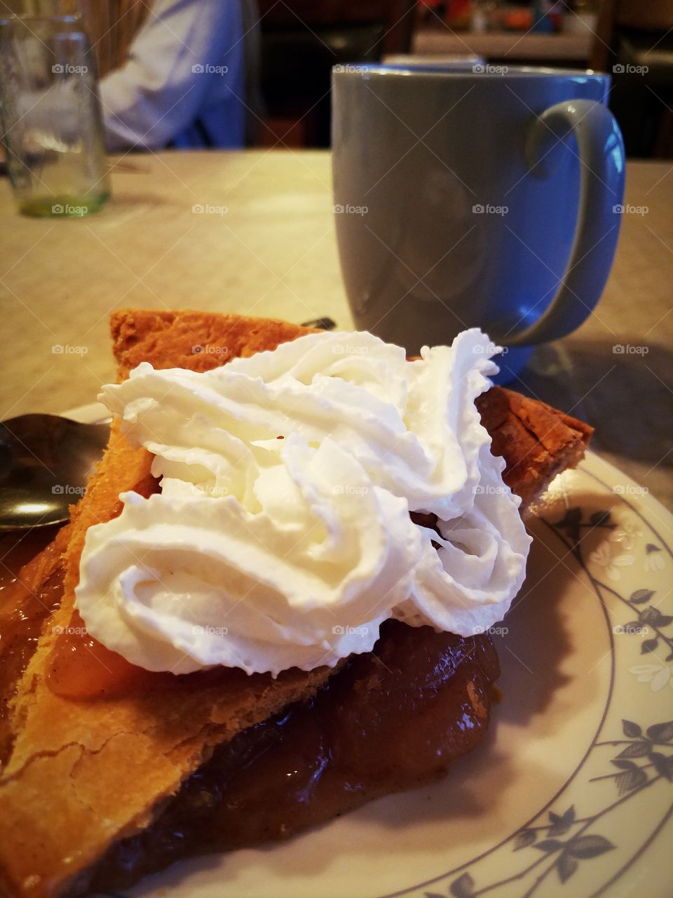 Apple pie and coffee on a fall evening