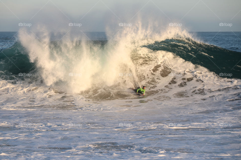 Big wave, at the beginning of sunset.  The Wedge, Newport Beach, CA