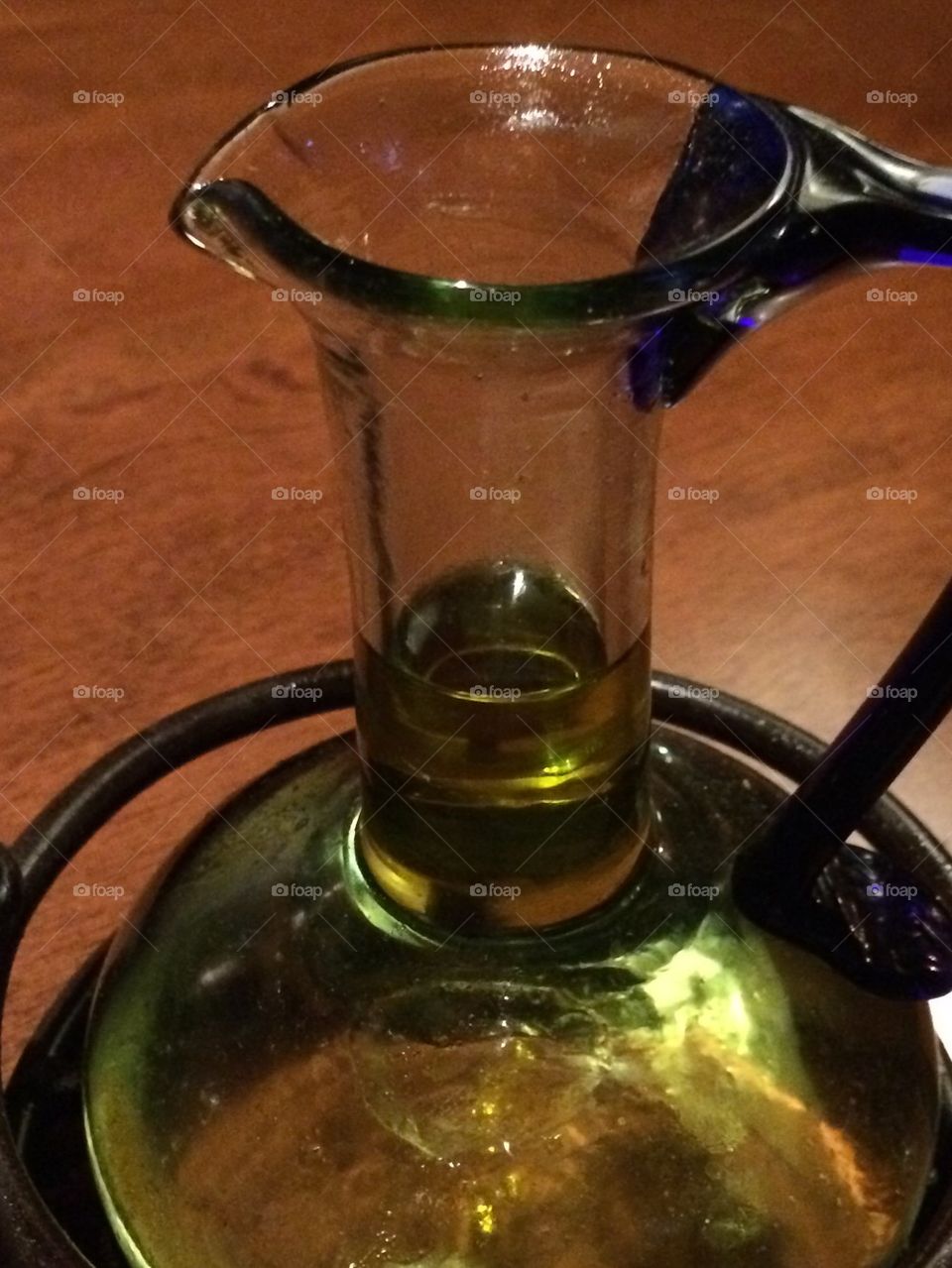 Olive oil in glass container