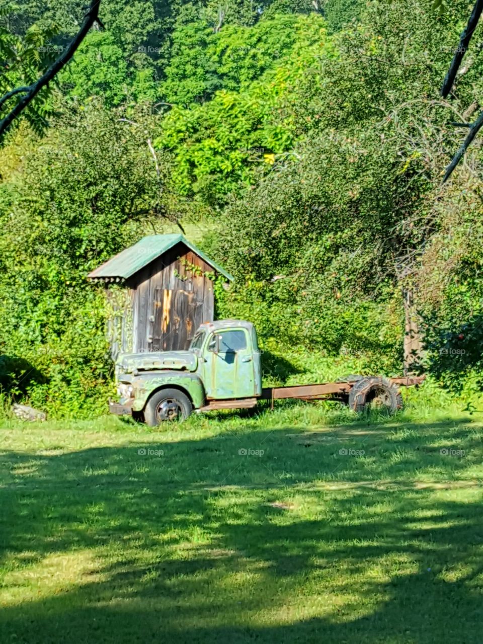 vintage truck and shed