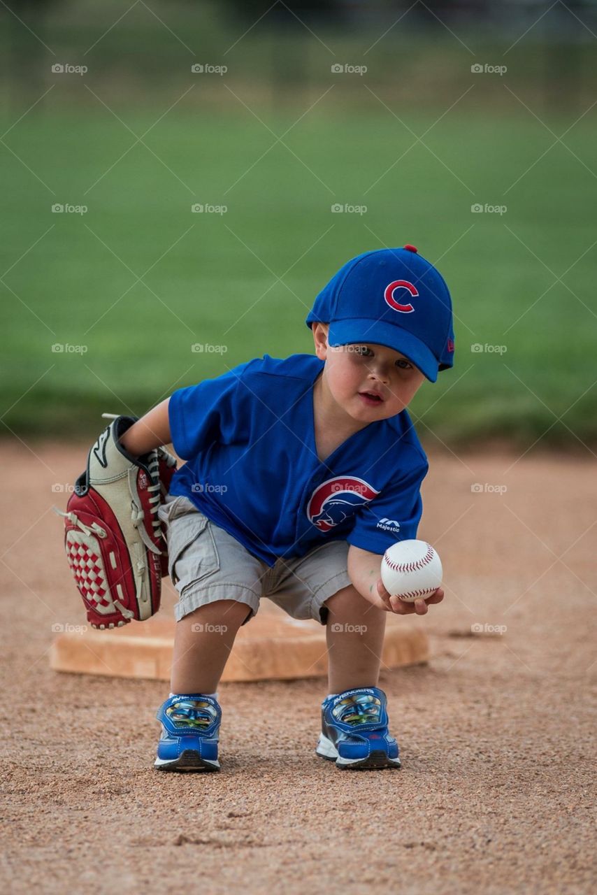 Practicing his fielding