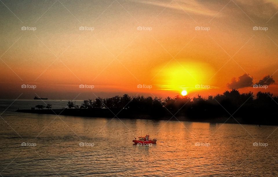 Coast guard at sunset 