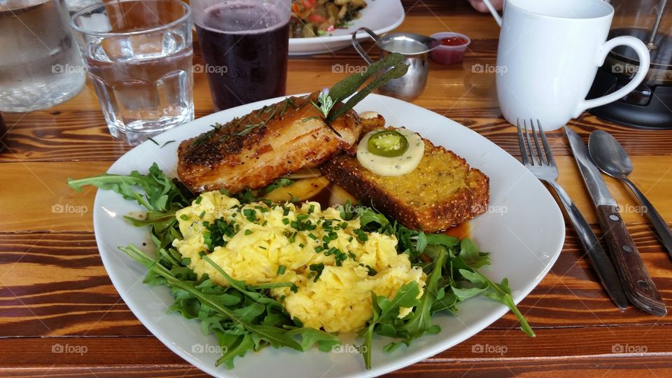 pork belly and egg breakfast. the butcher and the Baker, seattle