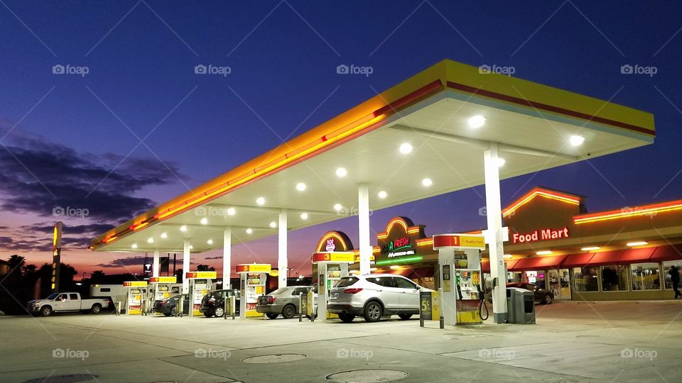 Night Shell gas station