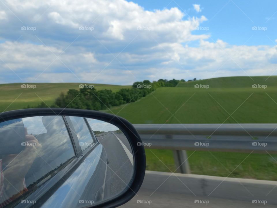 long road view from the car.