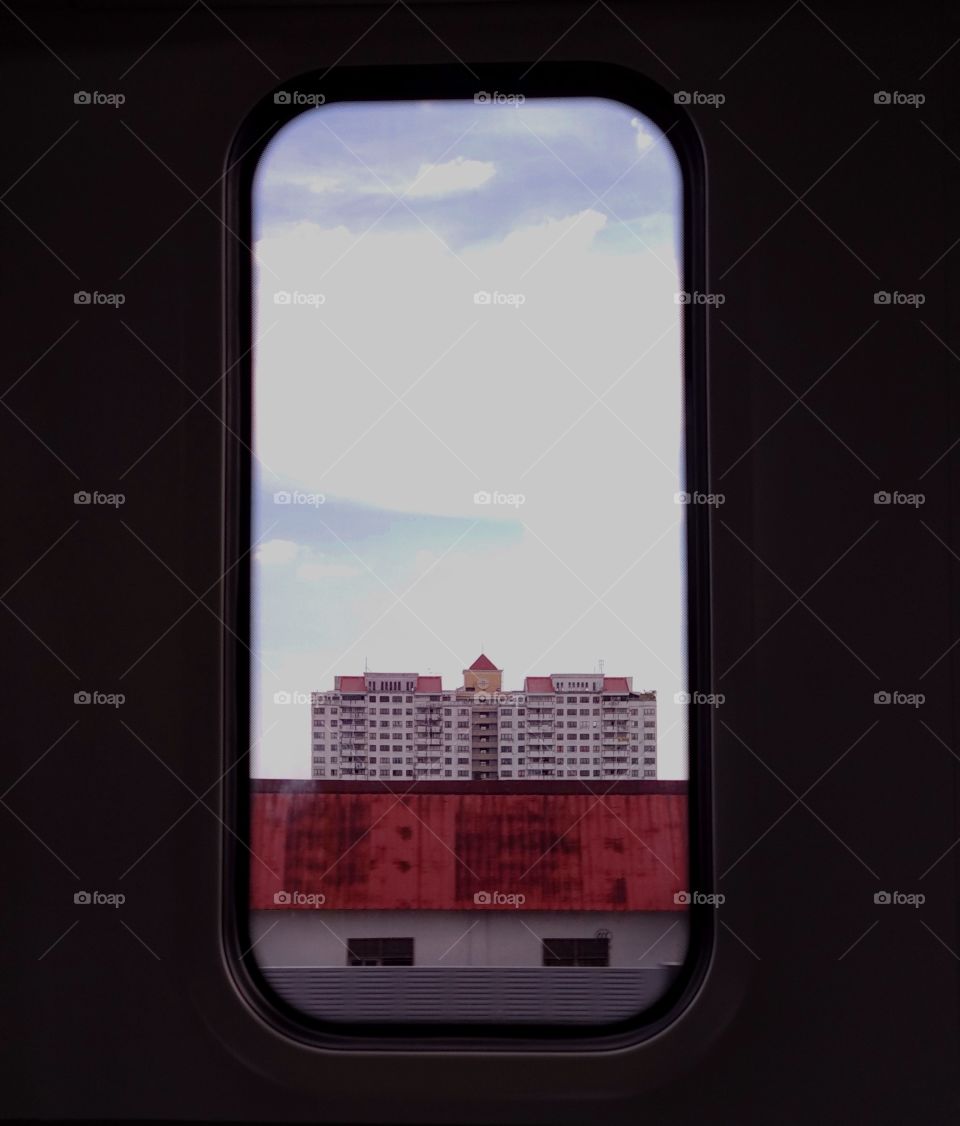 view from a window of a moving train