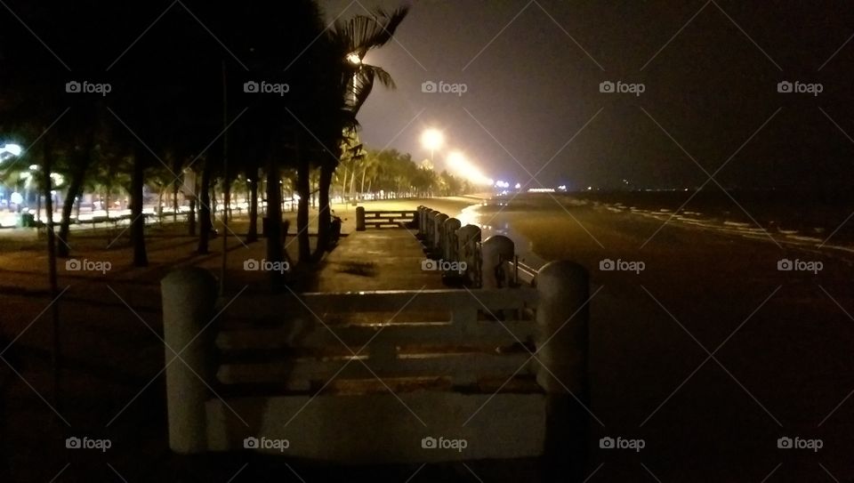 Bangsaen beach at night. one of the most favorite beach for Bangkok people because it is only 75 km from Bangkoj