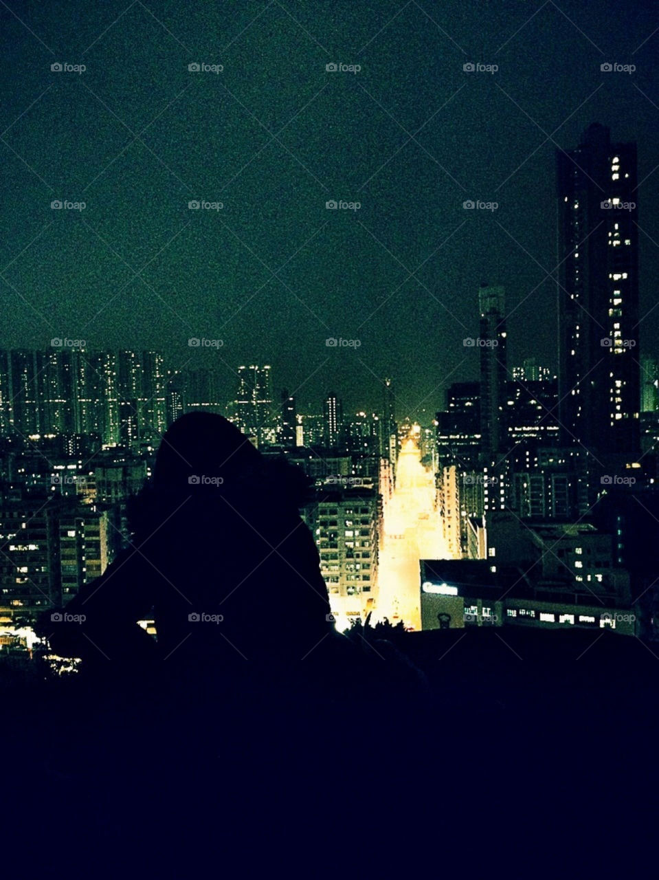 city night lights silhouette by furkidsinhk