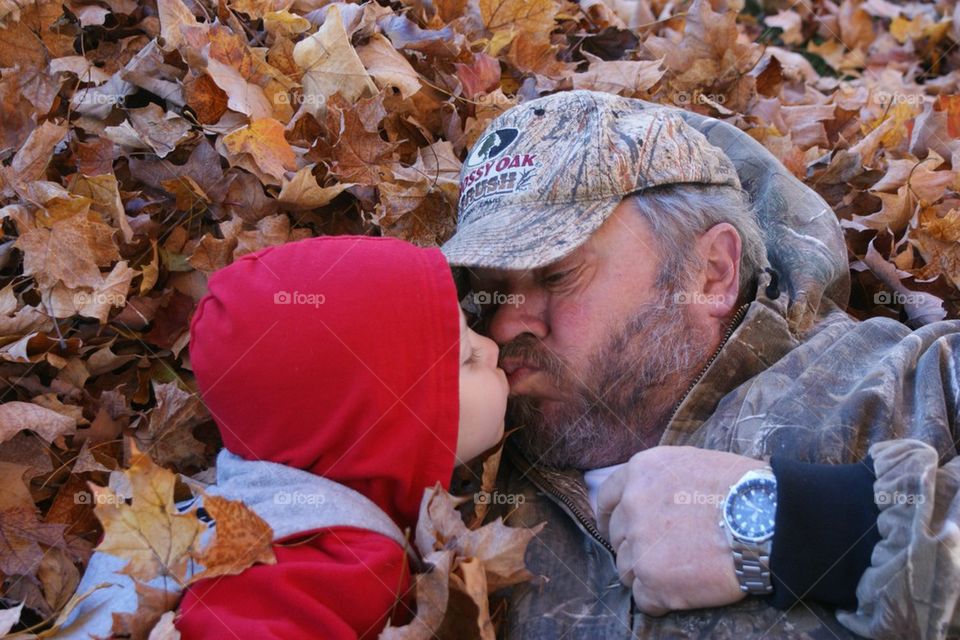 Enjoying fall in the leaves 