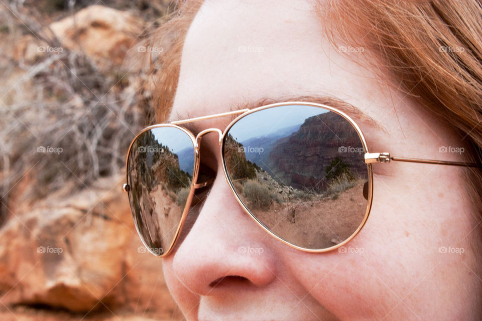 Grand Canyon reflected in sunglasses