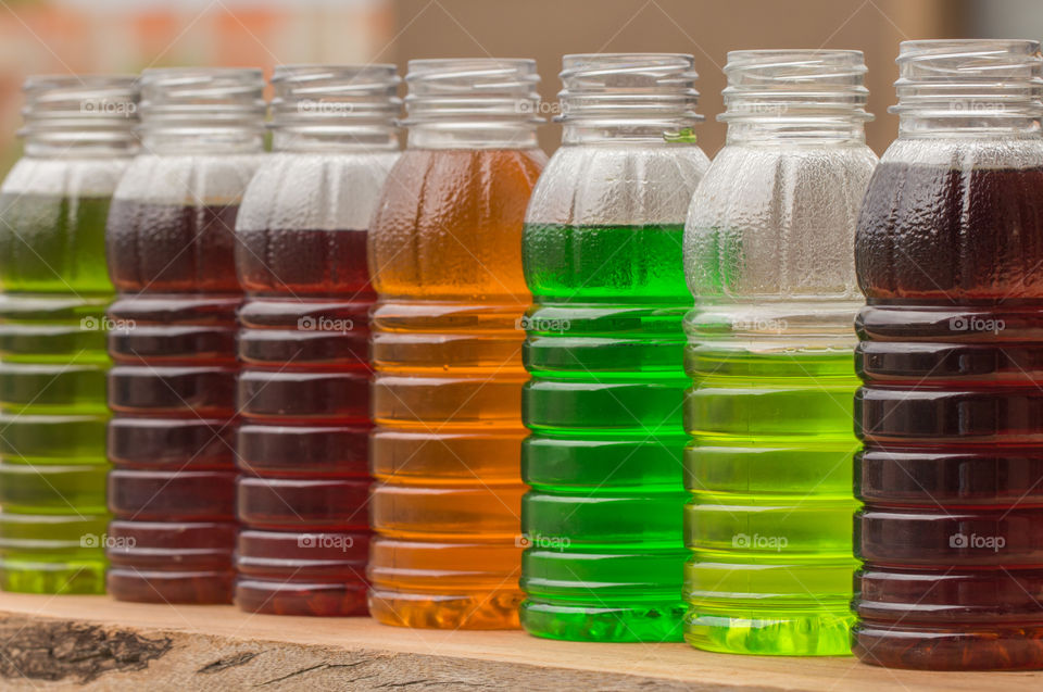 Soft drinks in plastic bottles