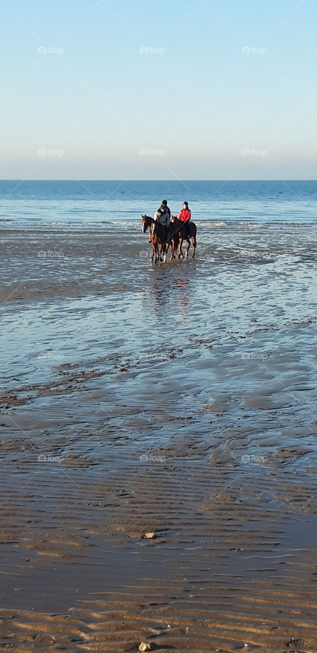 riding on the beach in Normandy