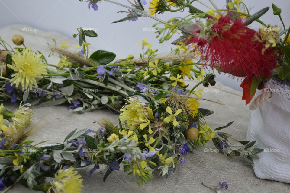 Close-up of wreath on table