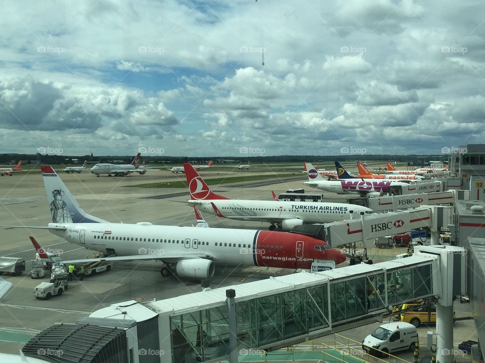 Gatwick international Airport outside London.