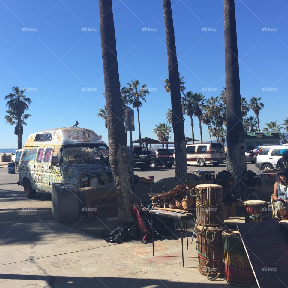 Venice Beach Hippy Van. Taken walking along a footpath in Venice Beach, CA. 