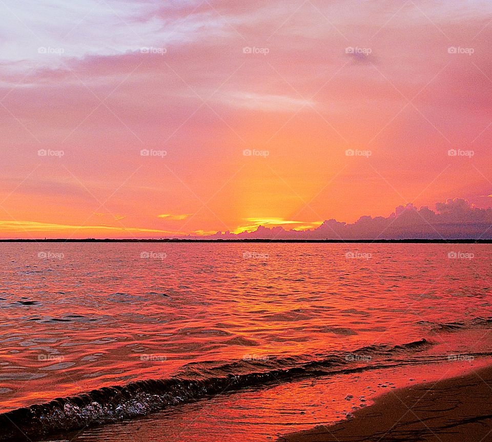 Sunset glazed the ocean