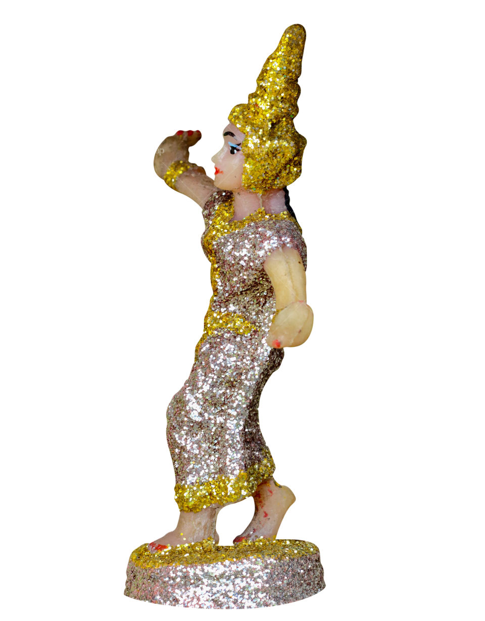 Close up of Thai folk dancer doll isolated on white background with clipping path. Thai doll on white pattern.