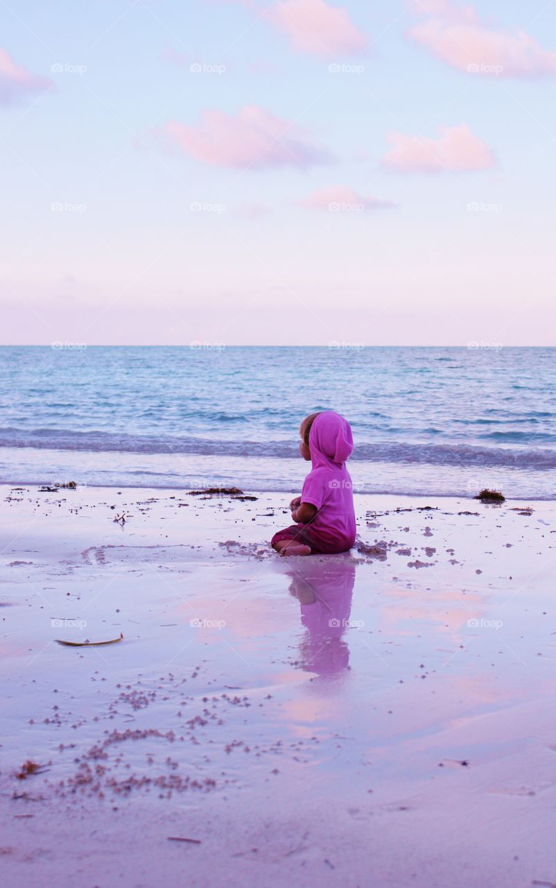 Enjoying the beach at sunset