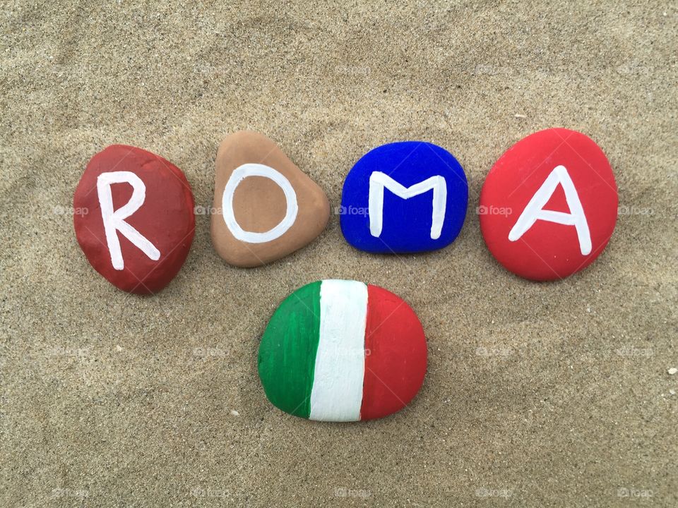 Roma, souvenir on colored stones 
