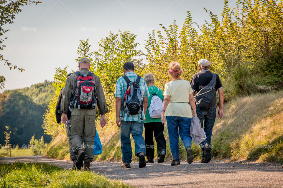 Elderly hiking