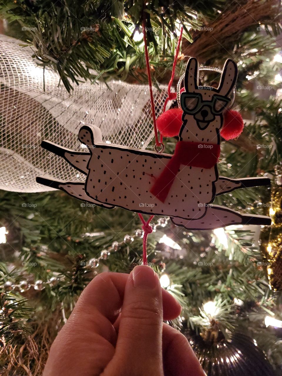 Christmas alpaca ornament