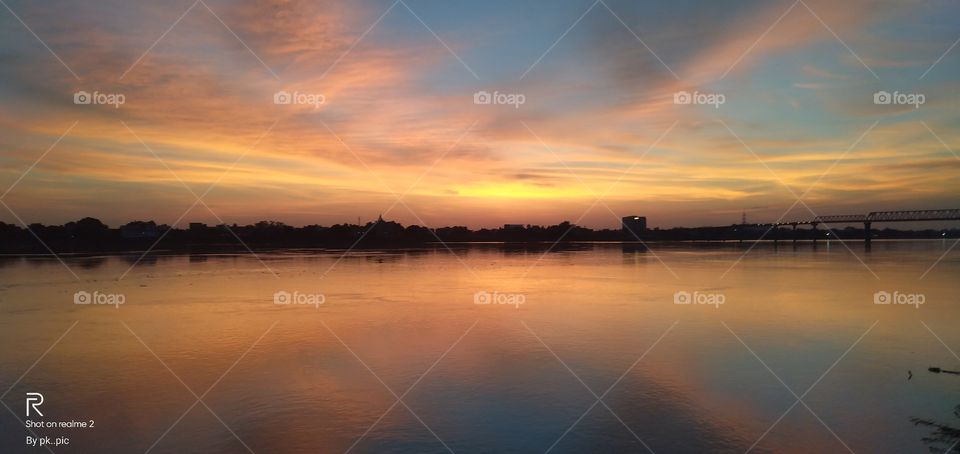 sun set of ganga river varanasi india