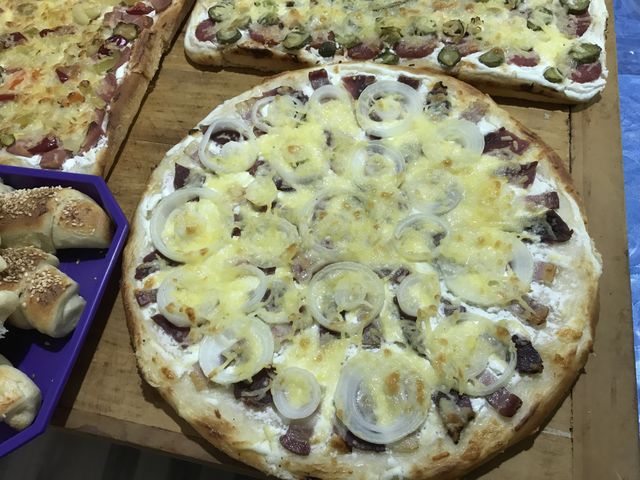 Homemade pizza.