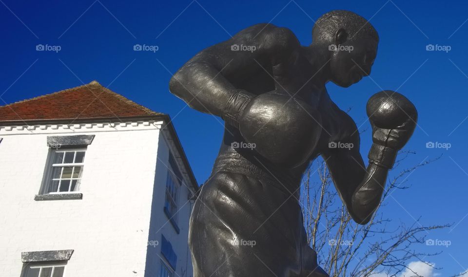 Boxer. Statue of boxed 