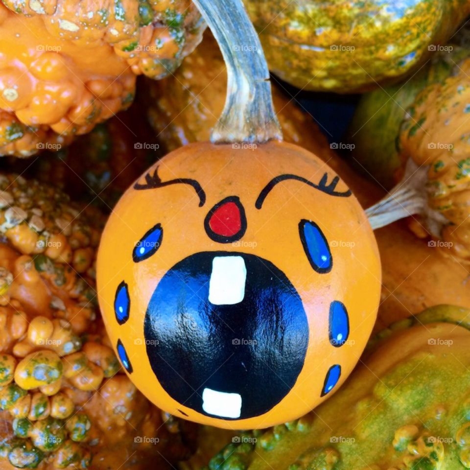 Crying painted pumpkin