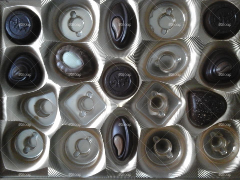 Almost empty chocolate tray