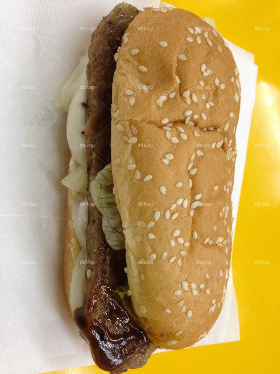 Simply delicious oblong meat burger during cold winter night