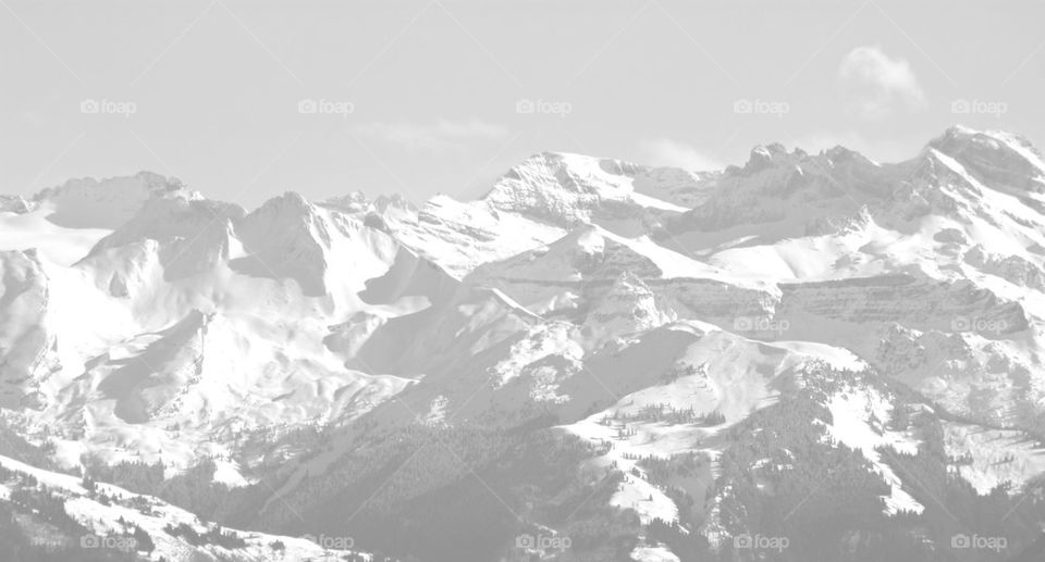 Mountains covered by the snow in winter