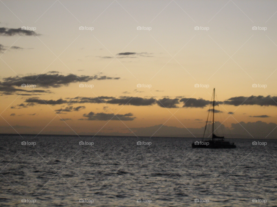 sunset boat maui beach by melody