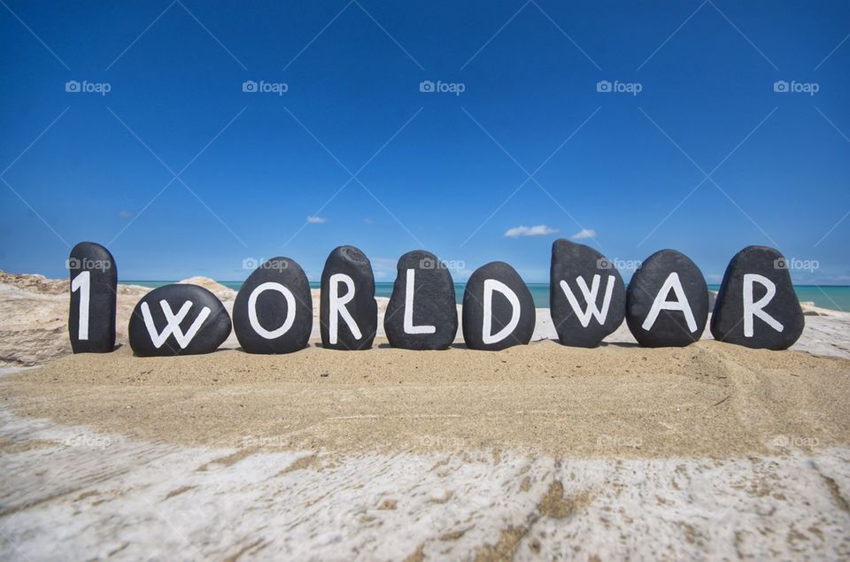 First World Centenary, 1914 - 2014 on black stones