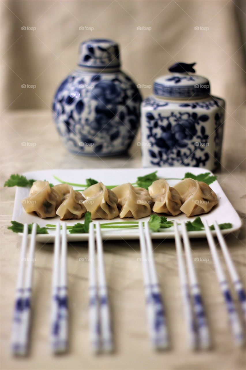 Dumplings and chopsticks
