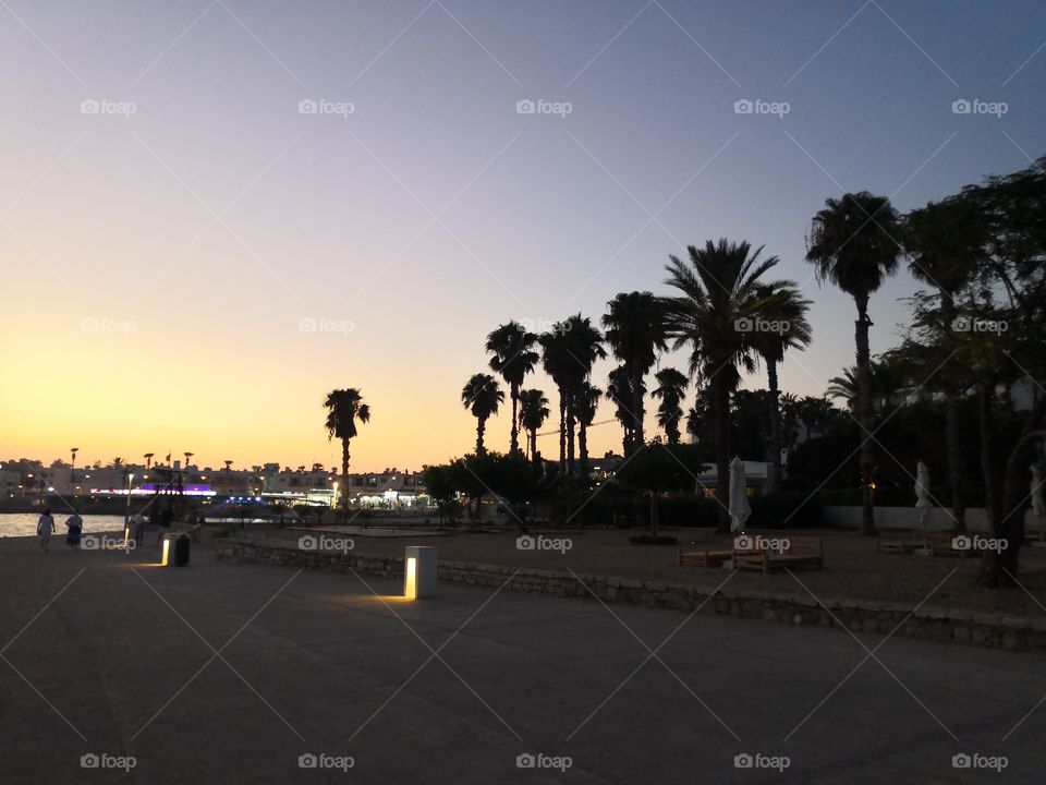 Paphos city by night on Cyprus during the covid in summer
