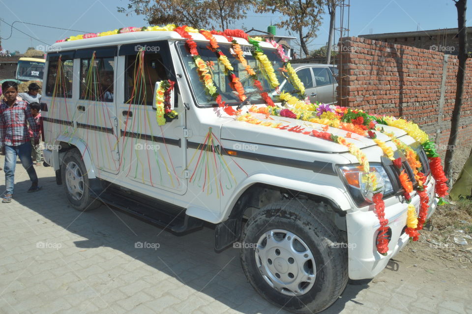 decorated car for marriage party it's ready to get people.
