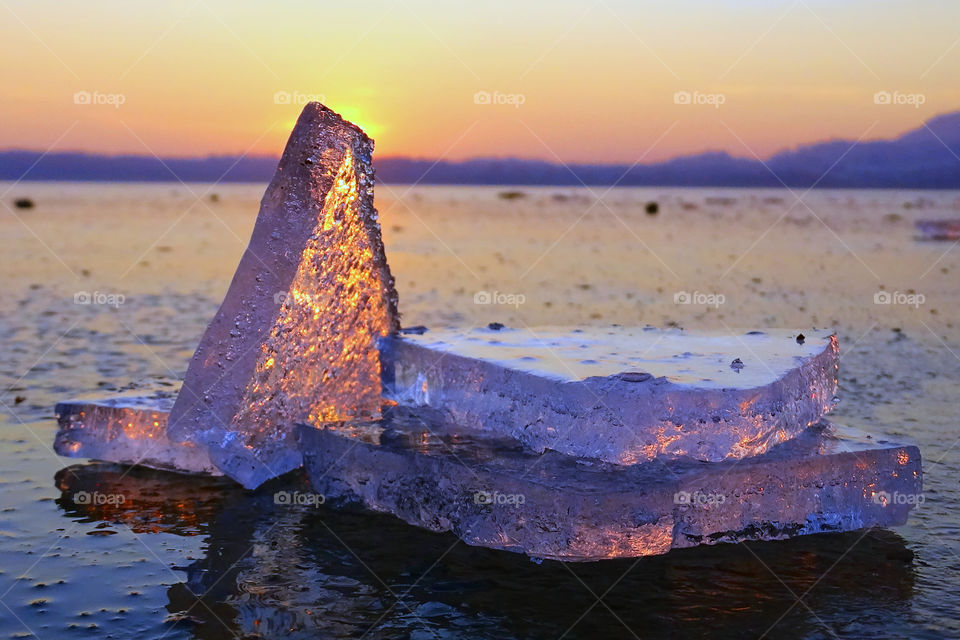Iceberg in the sunset