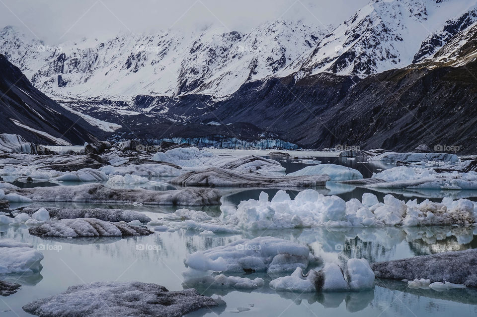 Hooker Glacier and icebergs, New Zealand 